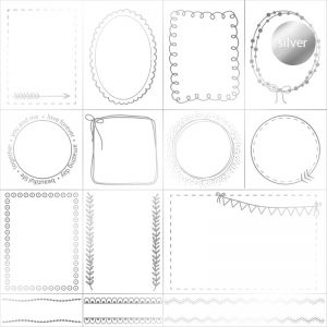 Дизайнерски ацетатен лист "Doodle Frames-Silver", Kora Projects