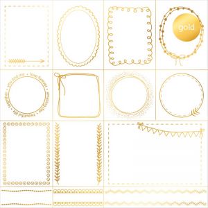 Дизайнерски ацетатен лист "Doodle Frames-Gold", Kora Projects