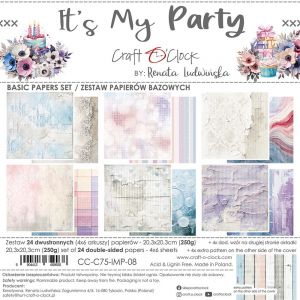Дизайнерски фонови хартии "It's My Party", 20см, Craft o'Clock