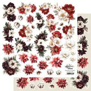 Дизайнерски лист с елементи за изрязване "Wonderful Christmas Time-Flowers", Alchemy of Art