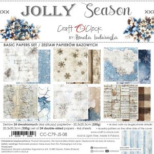 Дизайнерски фонови хартии "Jolly Season", 20см, Craft o'Clock
