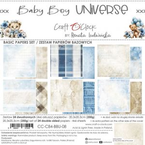 Дизайнерски фонови хартии "Baby Boy Universe", 20см, Craft o'Clock