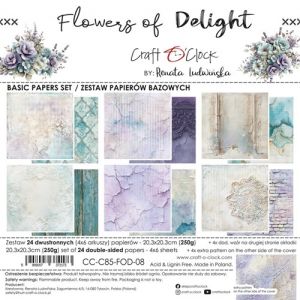 Дизайнерски фонови хартии "Flowers of Delight", 20см, Craft o'Clock