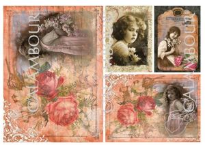 Декупажна хартия "Момичета и рози", DGE61, 30.5см х 45см