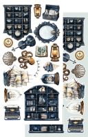 Дизайнерски елементи за изрязване "Ocean Blue", 6л., Alchemy of Art
